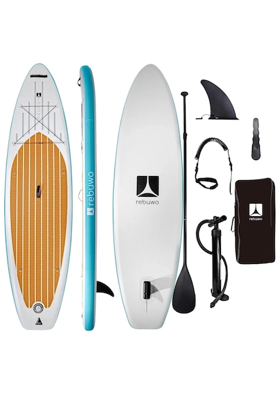 Rebuwo Sup Şişme Sörf Tahtası Stand Up Paddle Board Mavi