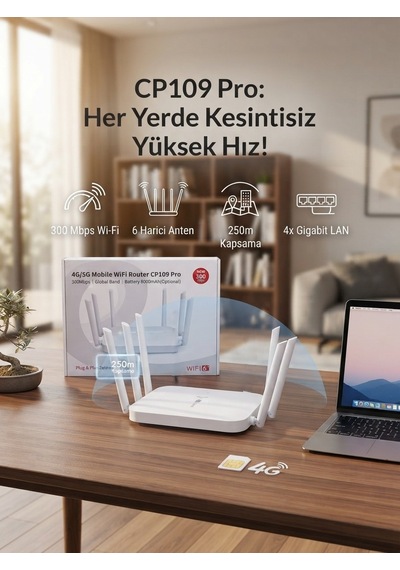 Metaforce 4g/5g Sım Kartlı Mobil Wi-fi Router - 300 Mbps 6 Antenli Kablosuz İnternet Dağıtıcı Cp109 Pro Metaforce 4g/5g Sım Kartlı Mobil Wi-fi Router - 300 Mbps 6 Antenli Kablosuz İnternet Dağıtıcı Cp109 Pro