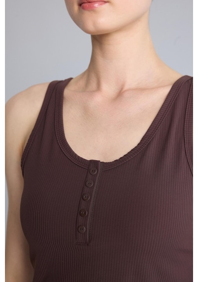 Defacto Esnek Kumaş Crop Top Düğmeli Yaka Sporcu Kahverengi Atlet H1218ax26hsbn130 Kahve-bn130