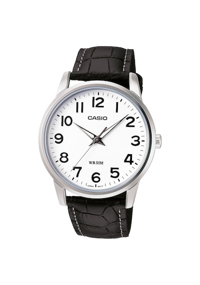 Casio Mtp-1303l-7bvdf Quartz Deri Siyah Beyaz Kadran 40 Mm Erkek Kol Saati Gri