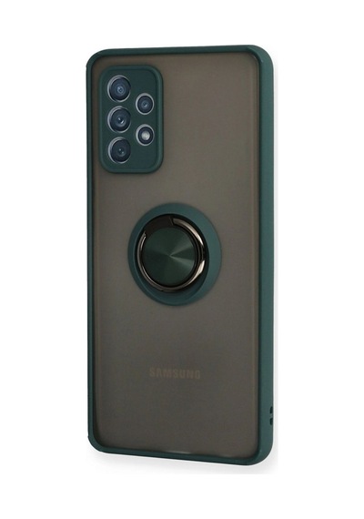 Samsung Galaxy A72 Kılıf Montreal Yüzüklü Silikon Kapak - Yeşil