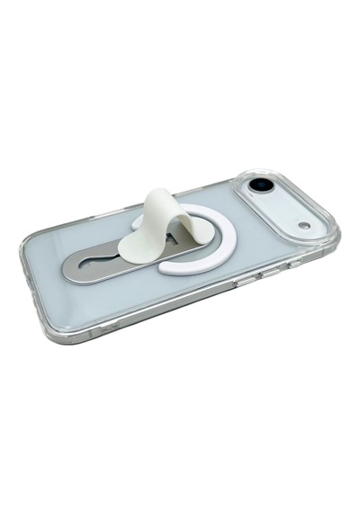 Apple iPhone 17 Air Magsafe Uyumlu Standlı Şeffaf Kılıf Beyaz