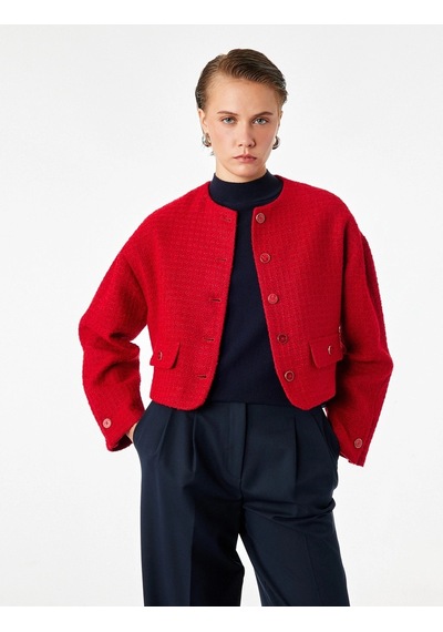 Koton Uzun Kollu Cepli Viskon Karışımlı Düğmeli Oversize Kruvaze Yaka Blazer Ceket Kırmızı Koton Uzun Kollu Cepli Viskon Karışımlı Düğmeli Oversize Kruvaze Yaka Blazer Ceket Kırmızı