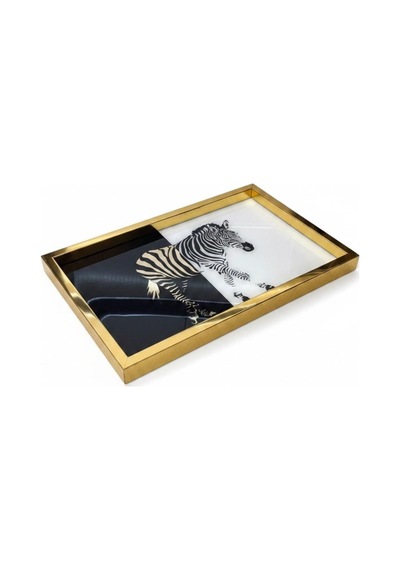 Pleksi Tepsi, Servis Sunum Tepsi, Zebra Desen Gold