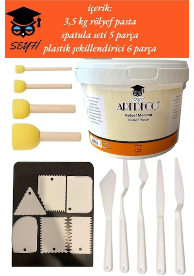 3,5 Kg Rölyef Pasta Spatula Seti 5 Parça Plastik Şekillendirici 6 Parça Rölyef Seti 0000 Naturel