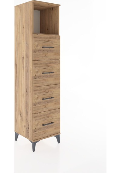 Hyperion Dolap Tek Raflı 4 Çekmeceli 44x44x182 Çam-çam Çam