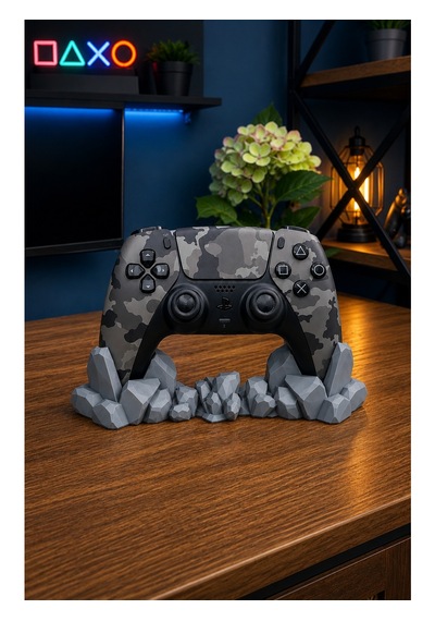 Veriqo 3d Ps5 Uyumlu Gamepad Standı Kristal Tasarımlı Oyun Kolu Tutucu Masaüstü Controller Standı Gri