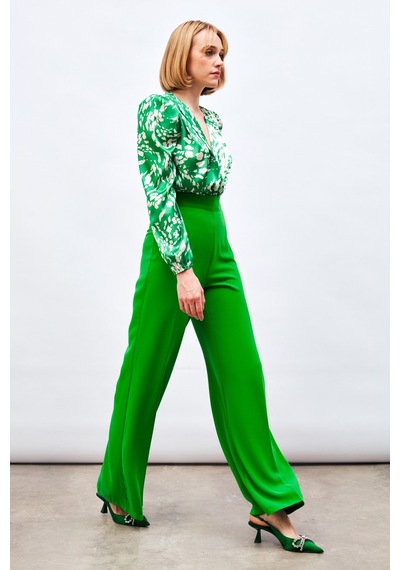 Sateen Salaş Krep Pantolon - Yeşil