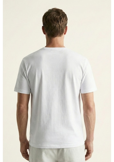Elemge %100 Pamuk Pijama Üstü T-shirt Süprem Compact Penye Erkek Rahat Kalıp Beyaz Kısa Kol Do Not Disturb