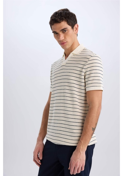 DeFacto Regular Fit Polo Yaka Çizgili Triko Kısa Kollu Tişört C4150AX25SMIN250