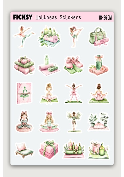 Yoga Sticker Seti - 20 Adet Meditasyon Etiket Çıkartma Diğer