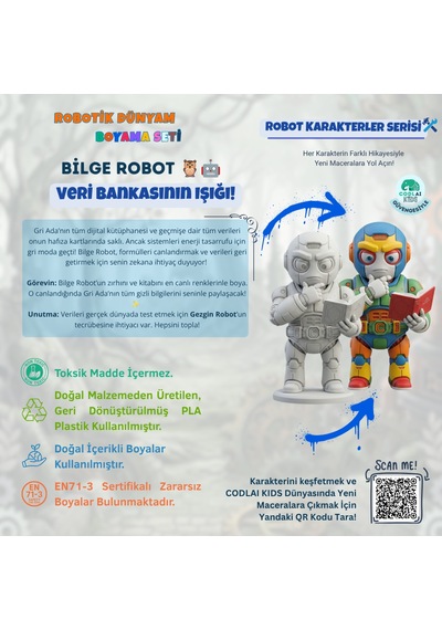 Codlaı Kids Robotik Dünyam 3d Boyama Seti - Çocuklar İçin Eğitici Yaratıcı Oyuncak Boyama Kiti - Bilge Robot