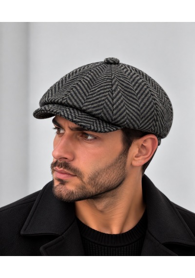 Aida Jewelss Modern Kasket Baretta Kışlık Şapka Peaky Blinders Şapka Açık Gri - Açık Pembe