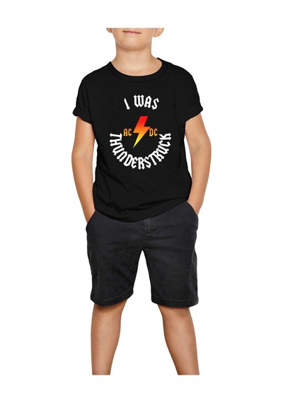 Zepplin Giyim Ac Dc I Was Thunderstuck Siyah Çocuk Tişört