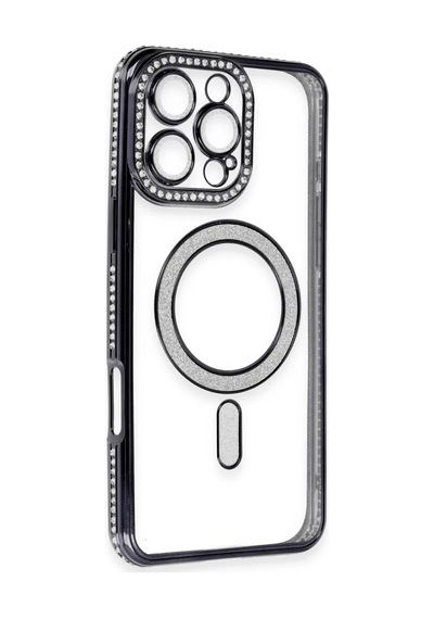 Newface Apple İphone 16 Pro Kılıf Joke Simli Magneticsafe Kılıf - Siyah