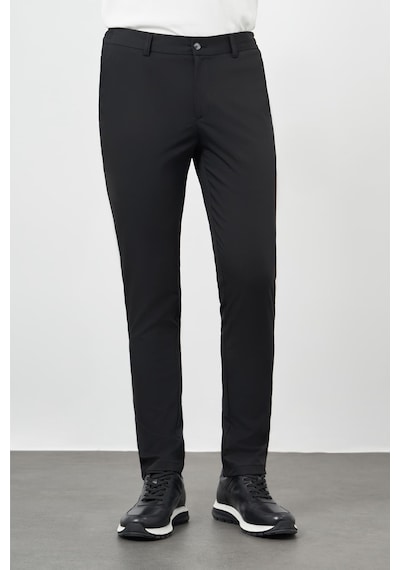 İmza Siyah Düz Bez Ayağı Esnek Yan Cep Slim Fit Casual Pantolon 1003245159 Siyah