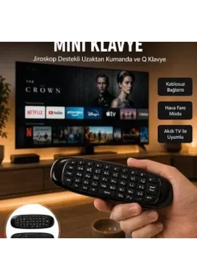 3 Ü 1 Arada Kablosuz Hava Mouse Mini Klavye Kumanda Yeni Nesil Najmaddin