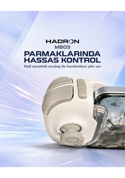 Hadron Mb03 Mobil Oyun Joysticki Hall Analog Makro Titreşimli Bluetooth 5.0 400 Mah Beyaz