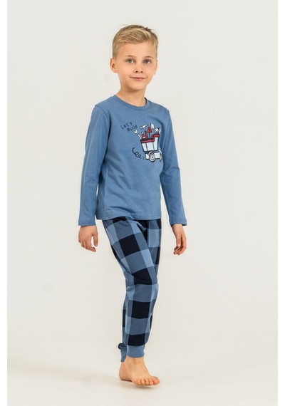 Rolypoly Erkek Çocuk Lets Build Mavi Uzun Kol Pijama Takım Rp3872-c-v2 Rp3872-c-v2