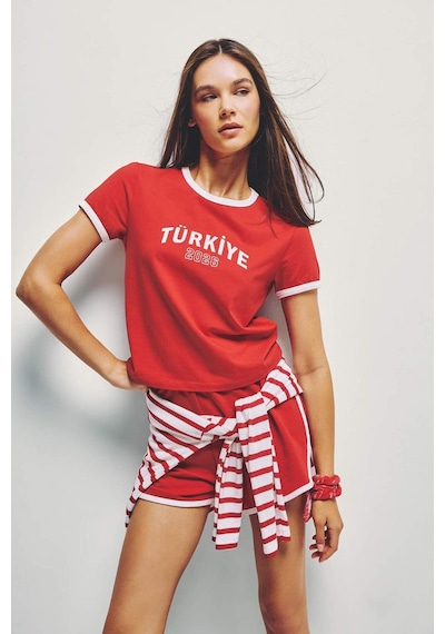 Defacto Standart Fıt Sporcu Kısa Paça Sweatshirt Kumaşı Şort H9780ax26hsrd172 Kırmızı-rd172