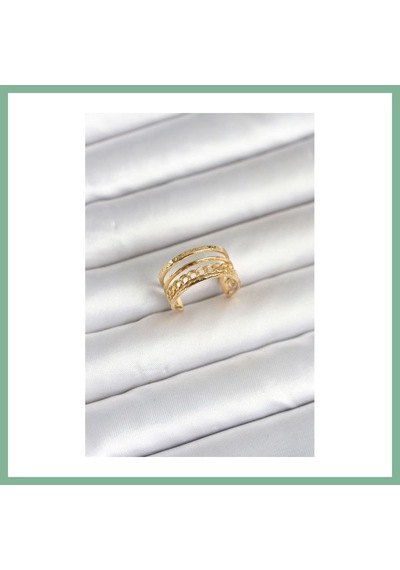Bşkvirgo 316l Çelik Gold Renk Zincirli Vintage Model Kadın Yüzük Bsk2026
