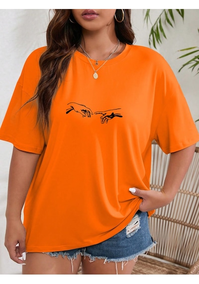 Uyguntarz Unisex Michelangelo Baskılı T-shirt Turuncu