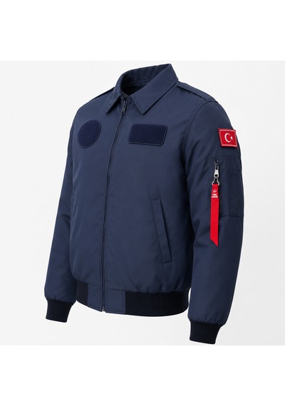 Yakalı Pilot Montu Lacivert Kumaş Syk88 L