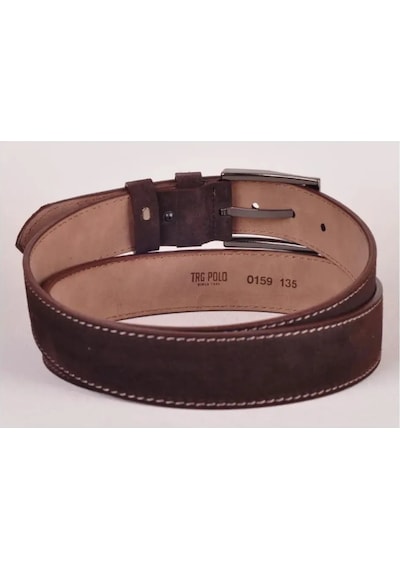 Trg Polo Kahve 4,5 Cm Kahve Hakiki Nubuk Deri Kemer -0159 Kahverengi
