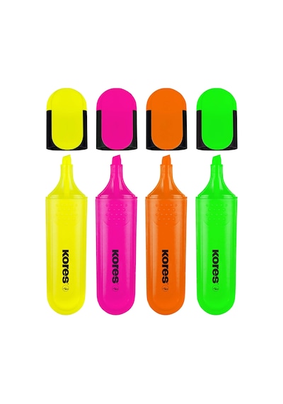 Kores Tm36140 İşaret Kalemlerine 4'lü Set Bright Liner, Sarı/yeşil/turuncu/pembe 124-Pembe