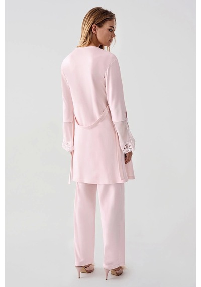 Freshness 322 Kadın Sabahlıklı Pijama Takımı - Pembe - L Pembe