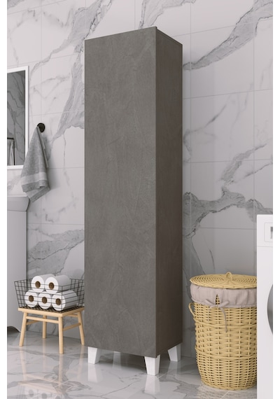 Çok Amaçlı Kapaklı Banyo Dolabı - Yüksek Raflı, Dar Alanlara Uyumlu Depolama Dolabı - Kil Grisi - 45cm Çok Amaçlı Kapaklı Banyo Dolabı - Yüksek Raflı, Dar Alanlara Uyumlu Depolama Dolabı - Kil Grisi - 45cm