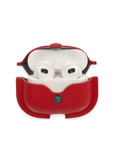 Airpods 3 3.nesil Çanta Deri Kılıf - Kırmızı