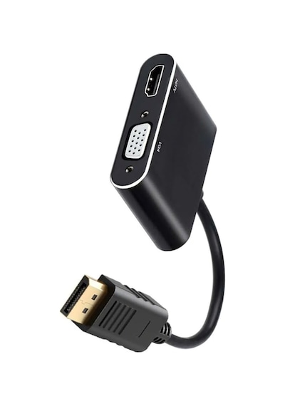 Diplay'den Hdmı Vga Dönüştürücü 2 İn 1 Bilgisayar Tv Uyumlu Çevirici Adaptör Çok Portlu Çoklayıcı