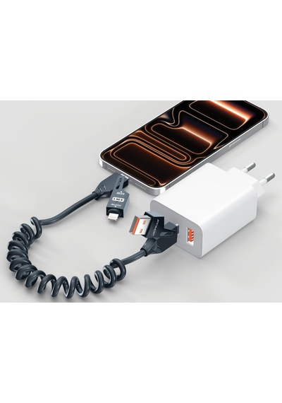 Apricot Apc-sp4ın1 4in1 Spiral Usb-a + Type-c To Type-c + Lightning Hızlı Şarj + Data Kablosu