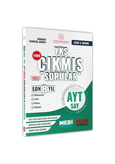 2026 YKS-ayt Mebi Sayısal Çıkmış Soru Bankası Konu Konu Son 8 Yıl Video/pdf Çözümlü Baskı Ücreti