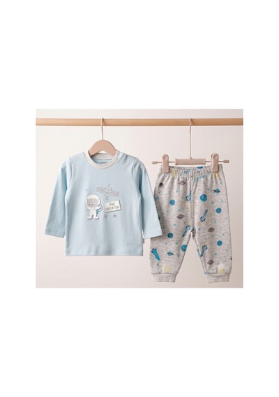 Mother Love %100 Organik Bebek Pijama Takımı 3 - 36 Ay Mavi