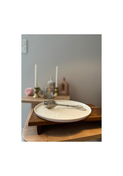 Vıntage Desenli 3'lü Gümüş Rengi Metal Servis Sunum Maşa Seti Gümüş - 873875441 Gümüş