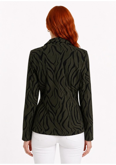 Neden Tekstil Kadın Siyah Desenli Regular Fit Blazer Ceket
