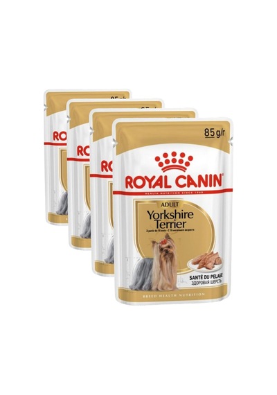 Royal Canin Yorkshire Terrier Pouch Yetişkin Köpekler İçin Konserve Mama, 85 G 4 Paketi