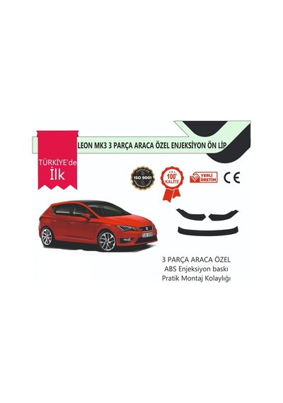 Seat Leon 2012 Sonrası 3 Parça Ön Lip Siyah