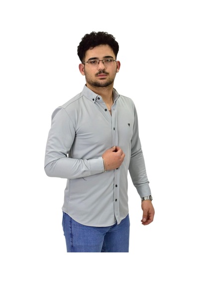 Erkek Spor Silim Fit Uzun Kol Gömlek Bgl-st04484 Gri Erkek Spor Silim Fit Uzun Kol Gömlek Bgl-st04484 Gri