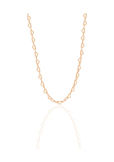 Gümüş Rose Tasarım Birbirine Bağlı Kalpler Zincir Kolye Barcode Rose Gold - Gümüş