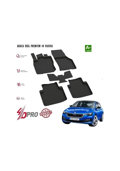 Skoda Scala İle Uyumlu 4d Havuzlu Kauçuk Paspas 2020 2021 2022 2023 2024 2025