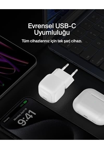 Küp Usb C Duvar Şarj Cihazı, 20 W Usb-c Şarj Cihazı, 16, 16 Plus, 16 Plus, 16 Pro, 16 Pro Max, Galaxy S24, İpad, Airpods Ve Daha Fazlası İçin
