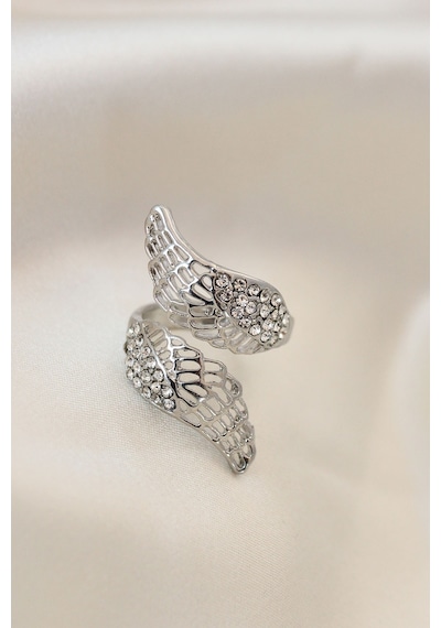 Ayarlamalı Silver Renk Metal Zirkon Taşlı Kanat Yüzük Çok Renkli 23186447