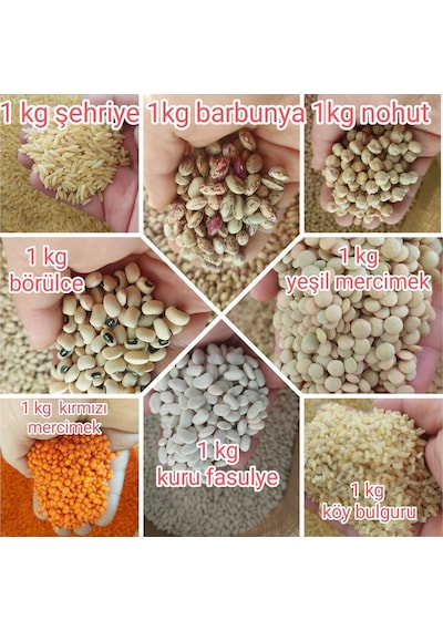 Kuru Bakliyat Paketi Eko Paket Şehriye ,barbunya,nohut,börülce,mercimek,kuru Fasulye,bulgur Net 9 Kg