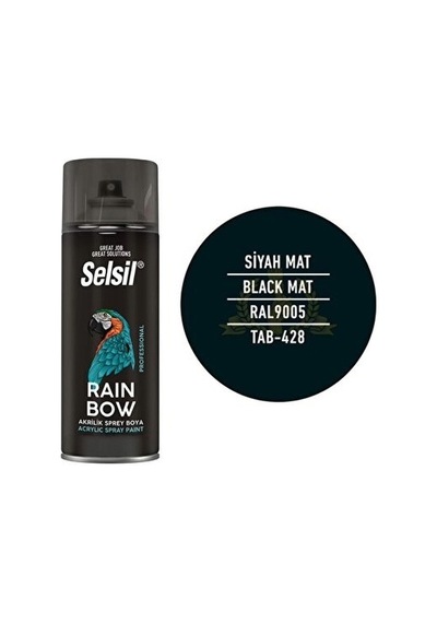 Selsil Siyah Mat Rainbow Akrilik Sprey Boya 400 Ml Mat Siyah - 9005