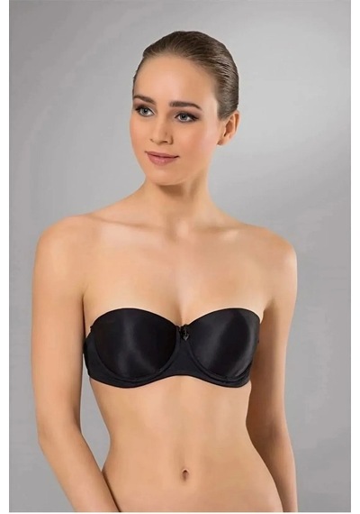 Nurteks 1505 Kadın Askısı Ve Sırtı Şeffaf Push-up Straplez Sütyen-siyah Siyah