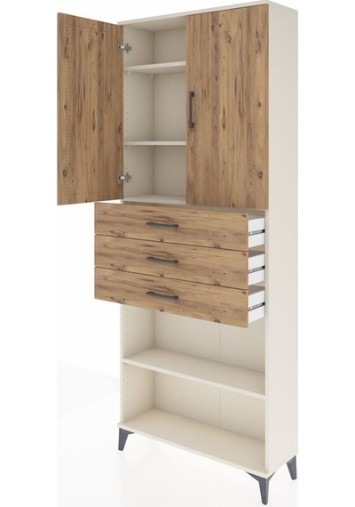 Arges Dolap 4 Raflı 3 Çekmeceli 2 Kapaklı 88x30x221 Aytaşı-çam Aytası