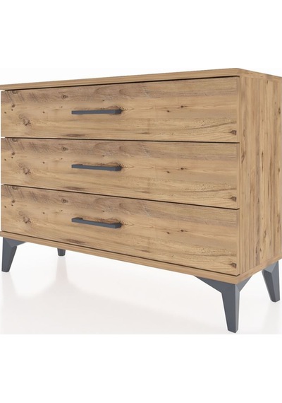 Arges Şifonyer 3 Çekmeceli 88x30x64 Çam-çam Çam